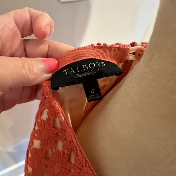 Talbots Skirt with Embroidery Overlay - Coral Color - Size 12 - Picture 4 of 4